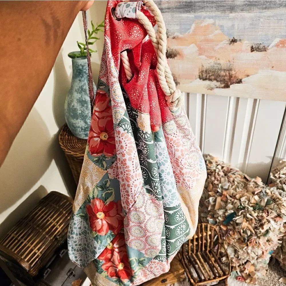 Pioneer Woman Lightweight Cottagecore Rope Closure Boho Bag